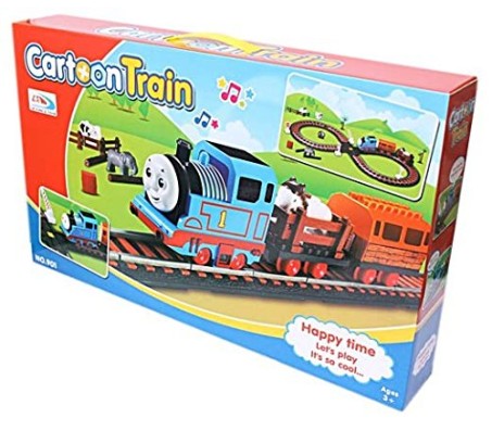 Thomas Cartoon Train Track with Crossword + Farm Animals + Carriage Builder + Tree. Set of 26 Pcs