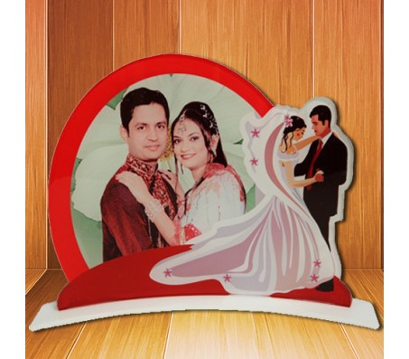 Personalized Photo On Round Shape And Couple Cut